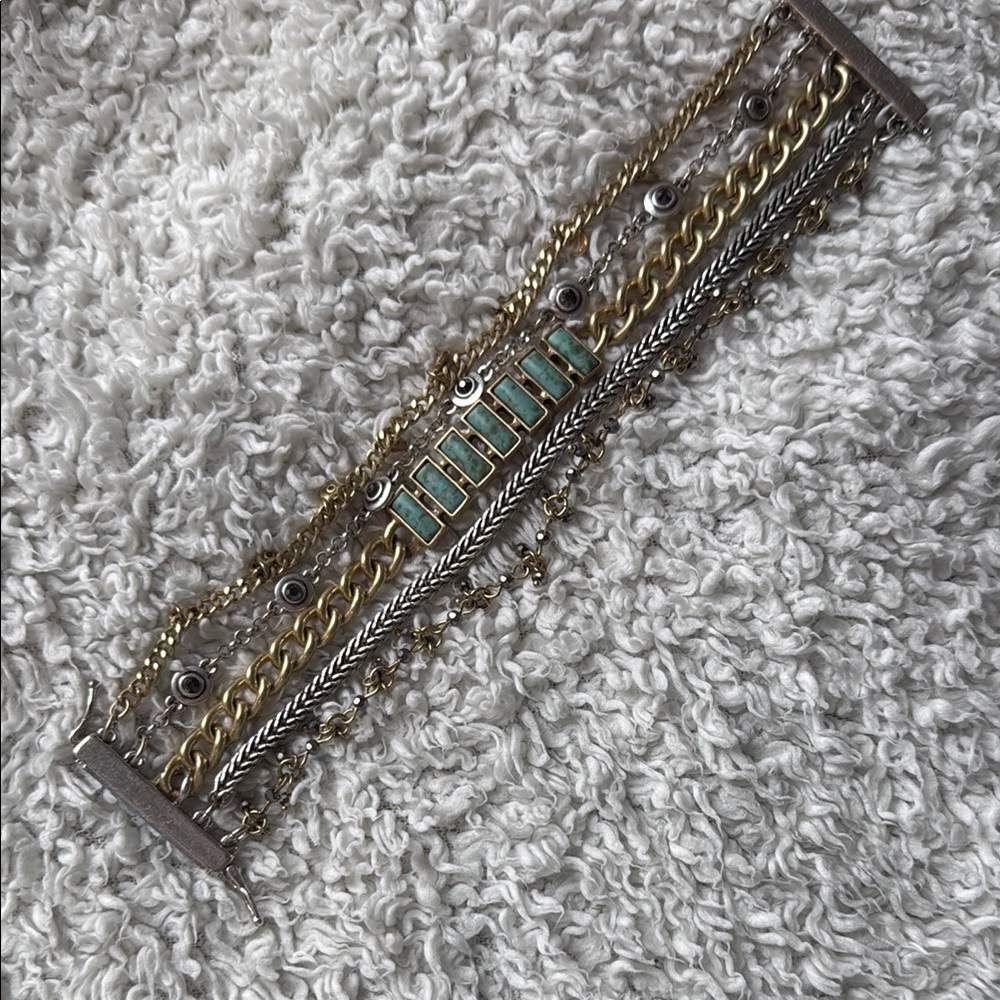 Lucky Brand Gold and Silver Statement Cuff Bracelet
